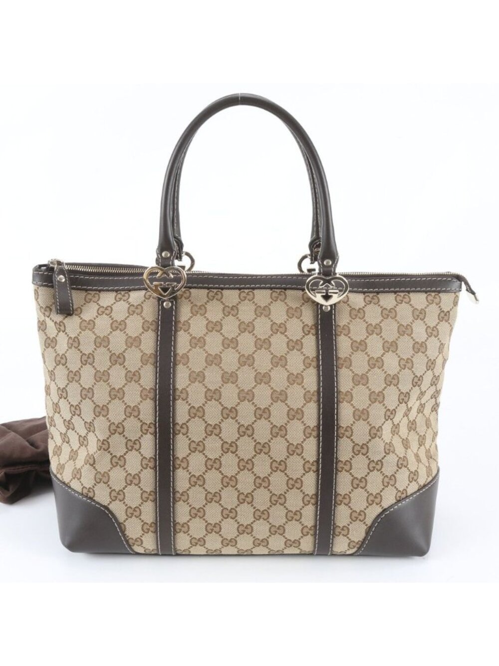 Gucci GG Canvas Lovely Heart Leather Tote